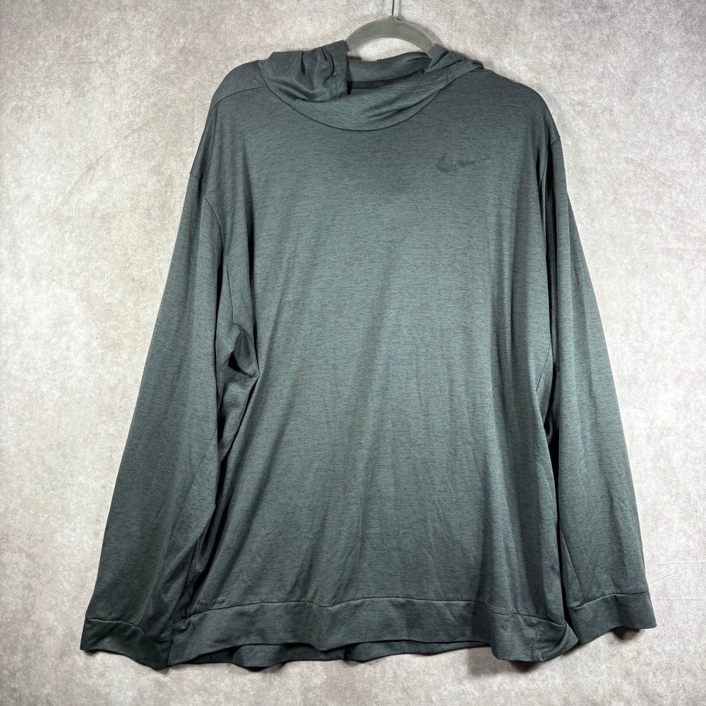 Nike Hoodie Shirt Mens Size XXL‎ Gray Dri-Fit Training Pullover Activewear Gym